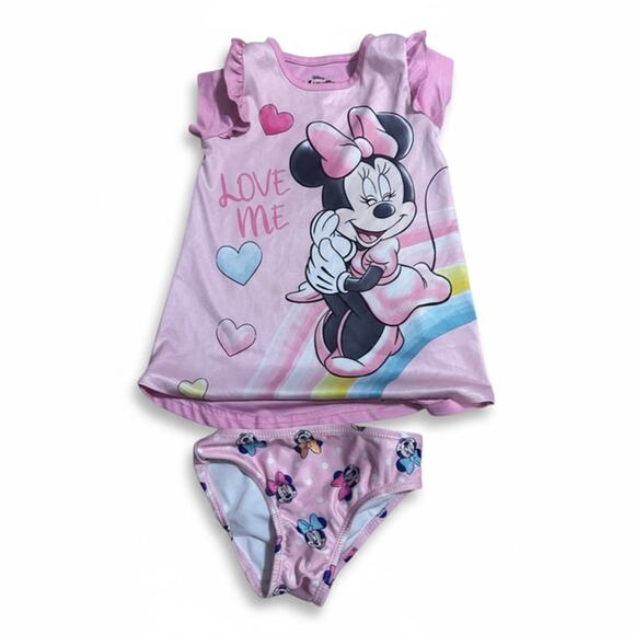 Disney Minnie Mouse Rashguard Swimsuit Set – Girls 2T_3t - Picture 1 of 2